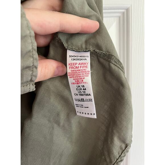 Topshop Women's Olive‑Green Button‑Up Skater / Outdoorsy Shirt – US 12 (UK 16) - Picture 5 of 7
